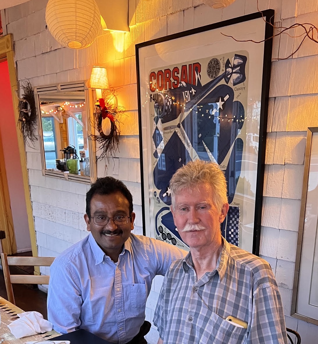 Sanjit Ghose and Ian Robinson together at the retirement dinner